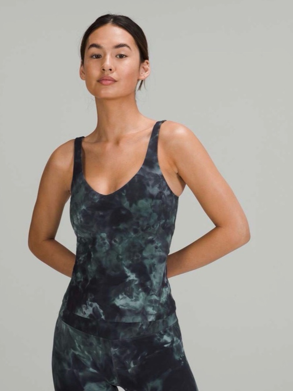 lululemon athletica Dark Green and Black Scoop Neck Tank